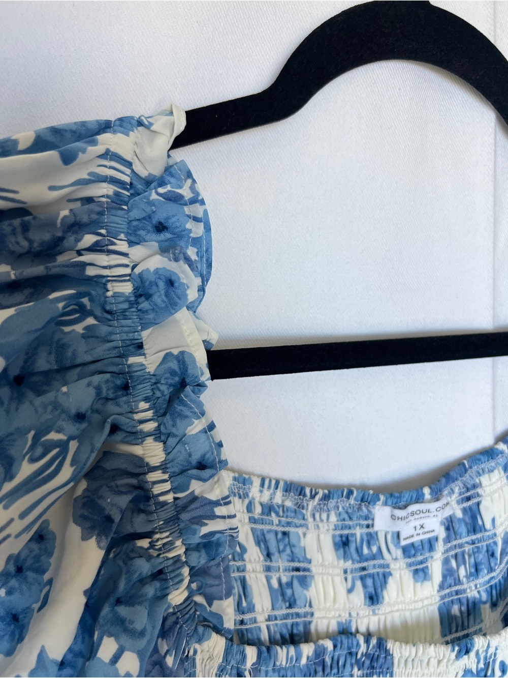 Blue Floral Smocked Puff-Sleeve Women’s Maxi Dress NWOT 1X - Picture 10 of 12